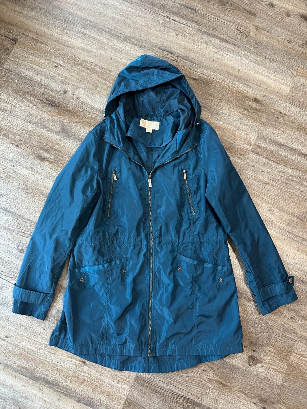 Michael Kors Teal Hooded Anorak Jacket